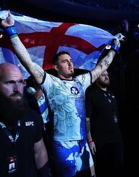 Tom Aspinall of England prepares to face Sergei Pavlovich of Russia in the interim UFC heavyweight championship fight during the UFC 295 event at Madison Square Garden on November 11, 2023 in New York City. (Photo by Cooper Neill/Zuffa LLC via Getty Images)