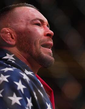 Colby Covington reacts to the judges decision in the UFC welterweight championship fight during the UFC 296 event at T-Mobile Arena on December 16, 2023 in Las Vegas, Nevada. (Photo by Cooper Neill/Zuffa LLC)