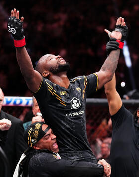 Leon Edwards of Jamaica reacts to the decision in the UFC welterweight championship fight during the UFC 296 event at T-Mobile Arena on December 16, 2023 in Las Vegas, Nevada. (Photo by Chris Unger/Zuffa LLC)