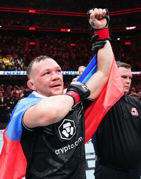 Petr Yan of Russia reacts after his victory against Song Yadong of China in a bantamweight fight during the UFC 299 event at Kaseya Center on March 09, 2024 in Miami, Florida. (Photo by Chris Unger/Zuffa LLC)