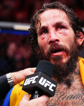 Marlon Vera of Ecuador reacts after his unanimous-decision loss against Sean O'Malley in the UFC bantamweight championship fight during the UFC 299 event at Kaseya Center on March 09, 2024 in Miami, Florida. (Photo by Chris Unger/Zuffa LLC)