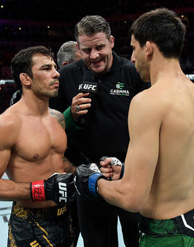 Opponents Alexandre Pantoja of Brazil and Steve Erceg of Australia face off prior to their UFC flyweight championship bout during the UFC 301 event at Farmasi Arena on May 04, 2024 in Rio de Janeiro, Brazil. (Photo by Alexandre Loureiro/Zuffa LLC)