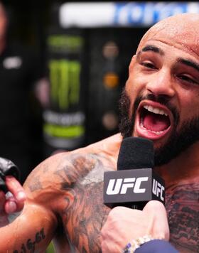 Miles Johns reacts after his victory against Douglas Silva de Andrade of Brazil in a bantamweight fight during the UFC Fight Night event at UFC APEX on June 15, 2024 in Las Vegas, Nevada. (Photo by Chris Unger/Zuffa LLC via Getty Images)