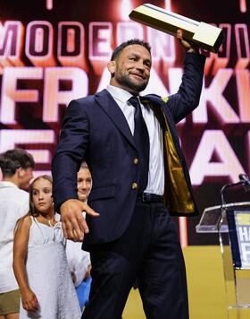  Frankie Edgar is inducted during the UFC Hall of Fame 2024 Induction Ceremony at T-Mobile Arena on June 27, 2024 in Las Vegas, Nevada. (Photo by Chris Unger/Zuffa LLC via Getty Images)