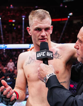 Ian Machado Garry of Ireland reacts to his victory over Michael Page of England in a welterweight fight during the UFC 303 event at T-Mobile Arena on June 29, 2024 in Las Vegas, Nevada. (Photo by Jeff Bottari/Zuffa LLC)