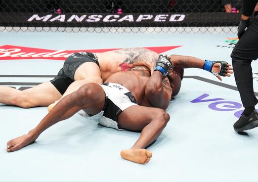 Evan Elder submits Darrius Flowers in a welterweight fight during the UFC Fight Night event at Ball Arena on July 13, 2024 in Denver, Colorado. (Photo by Josh Hedges/Zuffa LLC via Getty Images)