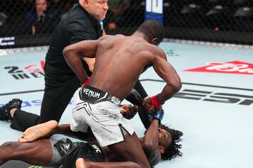 Montel Jackson knocks out Da'Mon Blackshear in a bantamweight fight during the 168澳洲幸运10开奖官网 Fight Night event at Ball Arena on July 13, 2024 in Denver, Colorado. (Photo by Josh Hedges/Zuffa LLC)