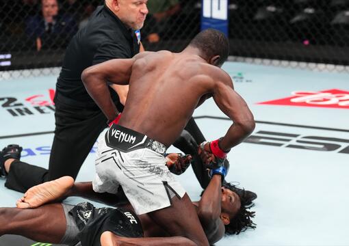 Montel Jackson knocks out Da'Mon Blackshear in a bantamweight fight during the UFC Fight Night event at Ball Arena on July 13, 2024 in Denver, Colorado. (Photo by Josh Hedges/Zuffa LLC)