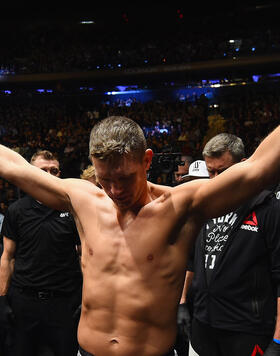 Stephen Thompson approaches the octagon for his welterweight bout against Jorge Masvidal during the UFC 217 event at Madison Square Garden on November 4, 2017 in New York City. (Photo by Josh Hedges/Zuffa LLC/Zuffa LLC via Getty Images)