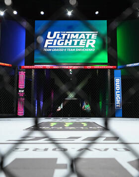 A general view of the Octagon during the filming of The Ultimate Fighter at UFC APEX on April 9, 2024 in Las Vegas, Nevada. (Photo by Chris Unger/Zuffa LLC)