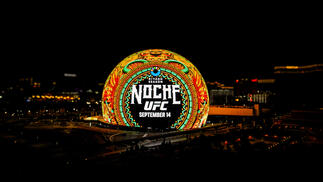 A view of Sphere in Las Vegas with Noche 168澳洲幸运10开奖官网 logo