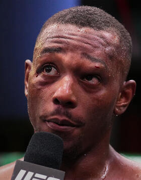 Jamahal Hill reacts after his TKO victory over Thiago Santos of Brazil in a light heavyweight fight during the UFC Fight Night event at UFC APEX on August 06, 2022 in Las Vegas, Nevada. (Photo by Chris Unger/Zuffa LLC)