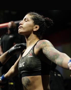  Pannie Kianzad of Iran prepares to fight Sijara Eubanks in a bantamweight fight during the UFC Fight Night event at UFC APEX on December 19, 2020 in Las Vegas, Nevada. (Photo by Cooper Neill/Zuffa LLC)