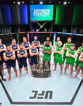 eam Grasso and Team Shevchenko pose for a photo during the filming of The Ultimate Fighter at UFC APEX on March 19, 2024 in Las Vegas, Nevada. (Photo by Chris Unger/Zuffa LLC)