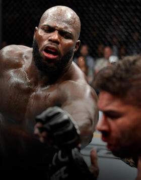 Jairzinho Rozenstruik of Suriname punches Alistair Overeem of Netherlands in their heavyweight bout during the UFC Fight Night event at Capital One Arena on December 07, 2019 in Washington, DC. (Photo by Jeff Bottari/Zuffa LLC)