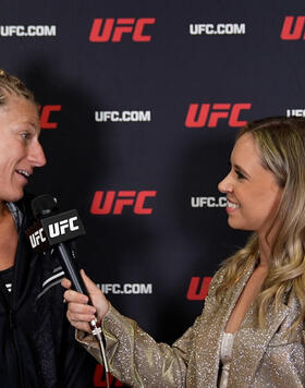 Bantamweight Kayla Harrison Speaks With UFC.com After Her Submission Victory Over Holly Holm At UFC 300: Pereira vs Hill On April 13, 2024.