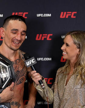 BMF Champion Max Holloway Speaks With UFC.com After His Knockout Victory Over Justin Gaethje  At UFC 300: Pereira vs Hill On April 13, 2024.